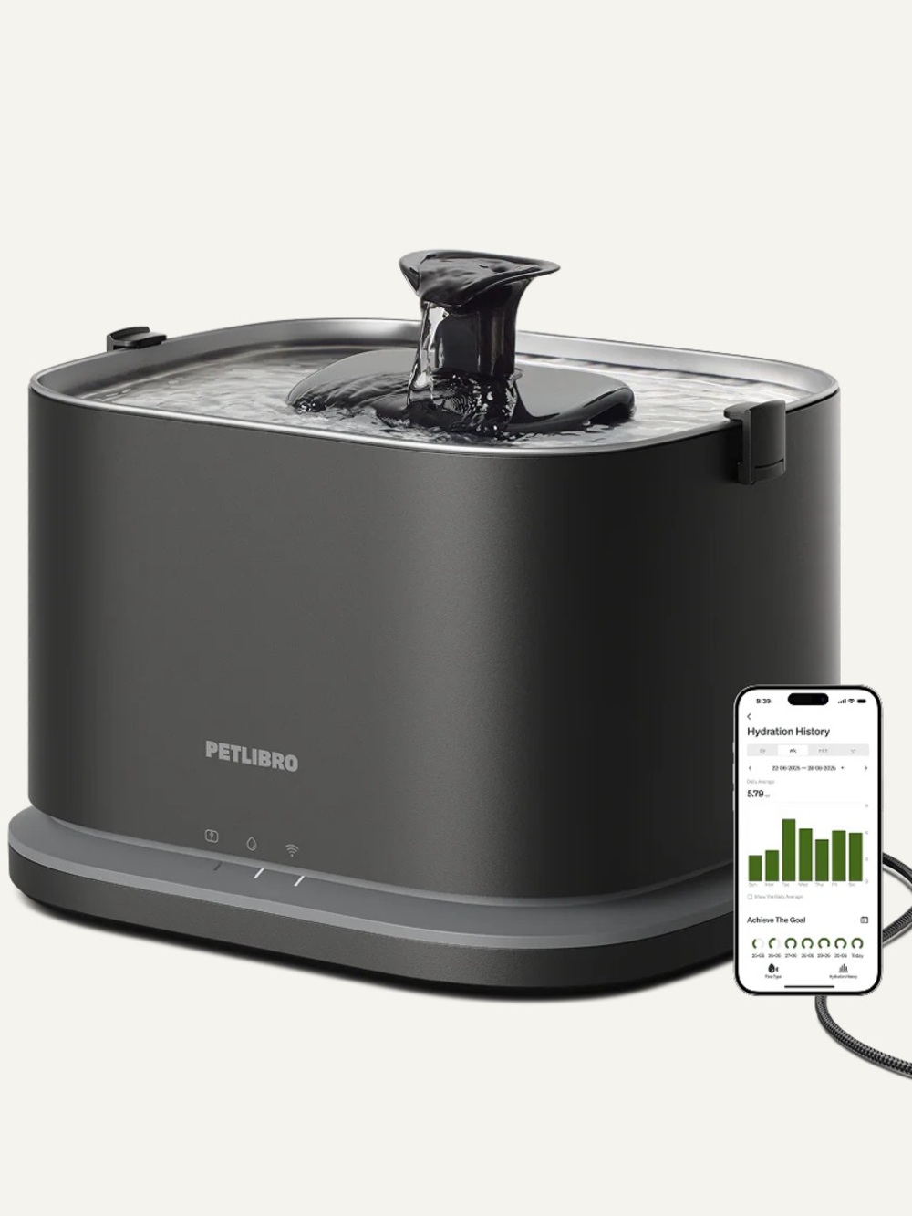 Petlibro Smart Pet Fountain in Charcoal Gray